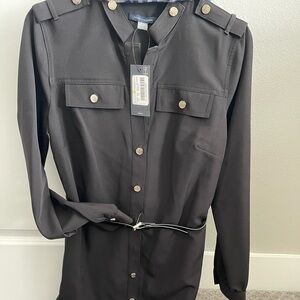 Tommy Hilfiger black button down shirt dress new